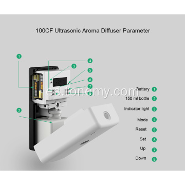 Dispensador de difusores de humidificador ultrasónico con batería para colgar en la pared